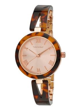 NIB 💞 Laura Ashley - Tortoise Alloy Women's Resin Half-Bangle Watch MSRP $395